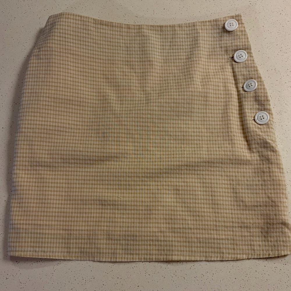 Urban Outfitters Beige Checkered Mini Skirt